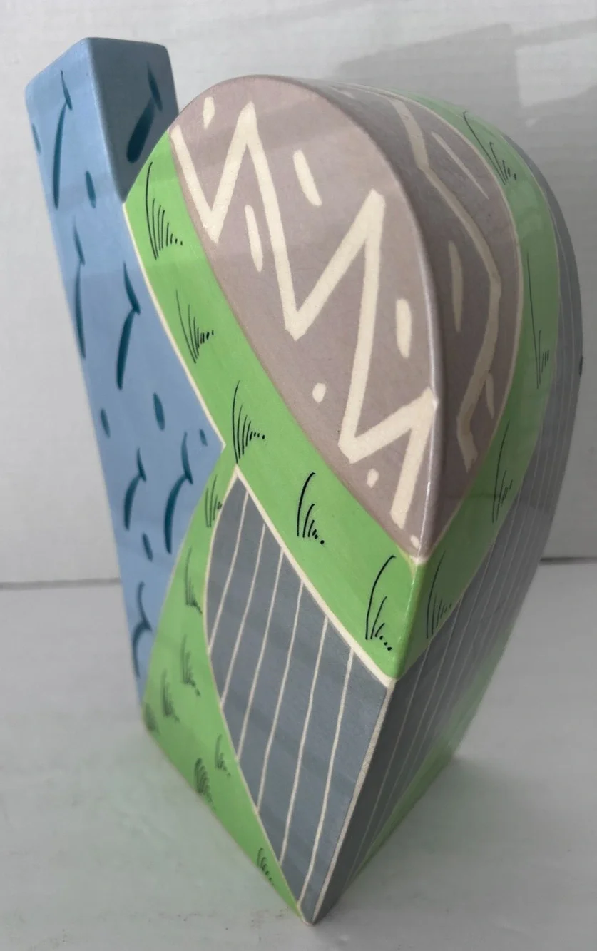 Eric & Chuy Boos, Signed 1987 Handmade Vintage Sculptural Studio Pottery Vase